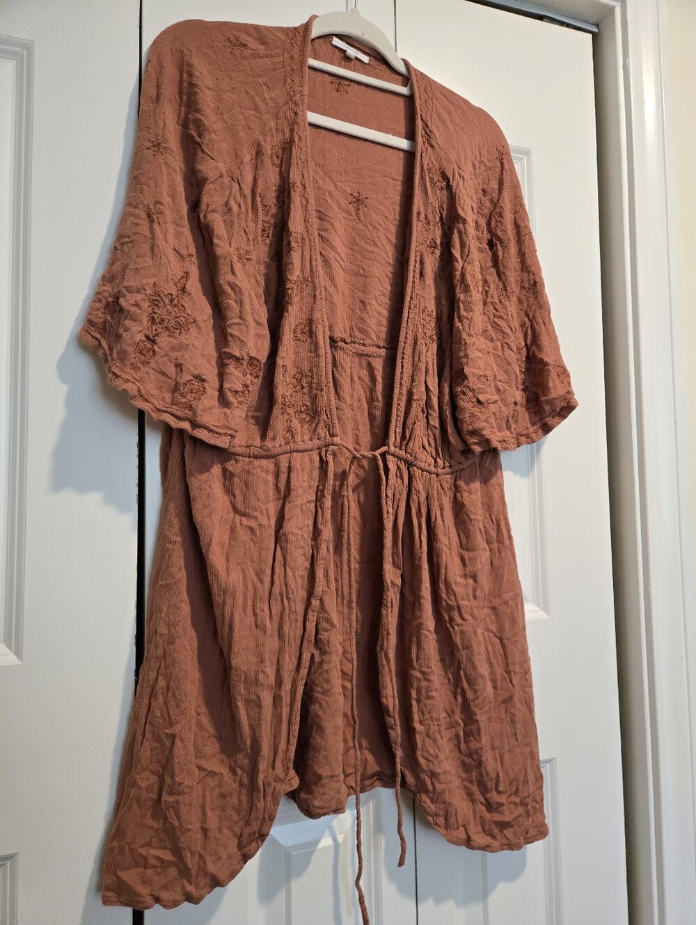 Maurices Rust Embroidered Open-Front Women's Kimono